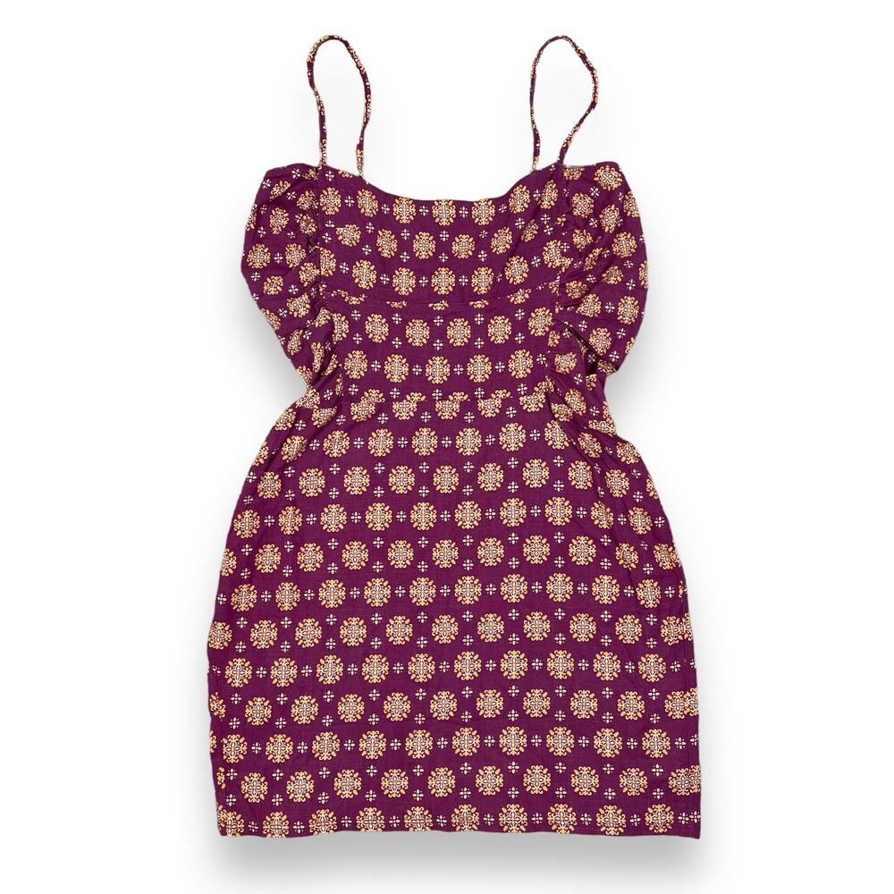 Free People Center Of Attention Mini Dress Purple Boho Ruched Stretchy Size S - Picture 3 of 12